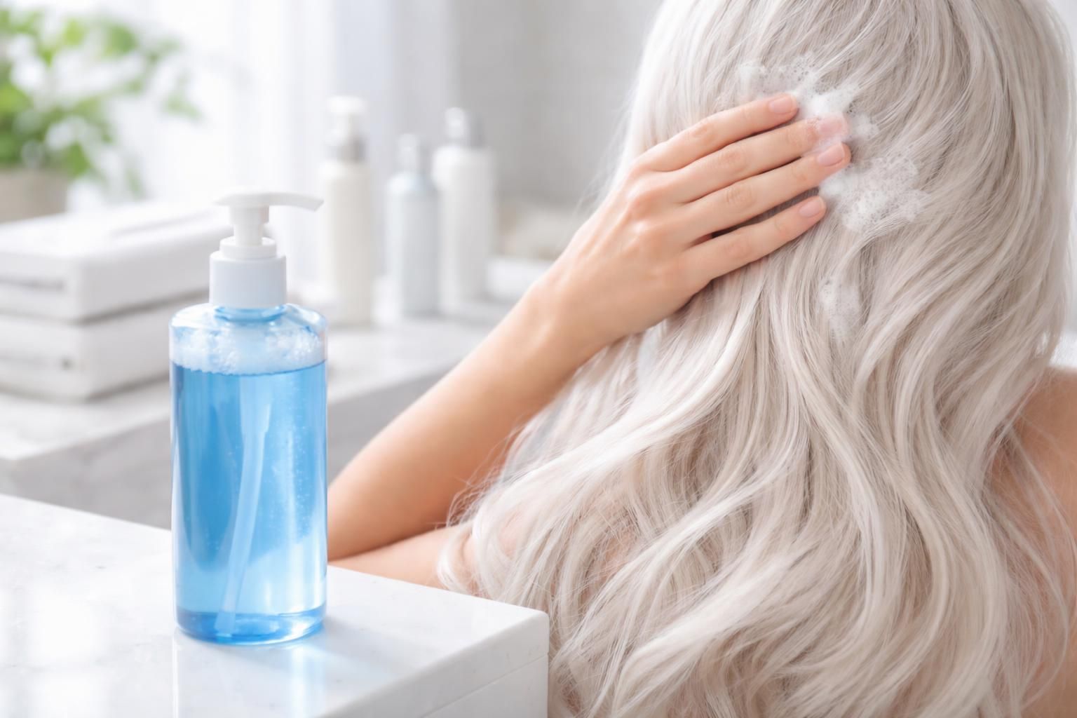 découvrez comment le shampoing bleu neutralise efficacement les reflets jaunes des cheveux blancs pour une couleur éclatante et lumineuse au quotidien.